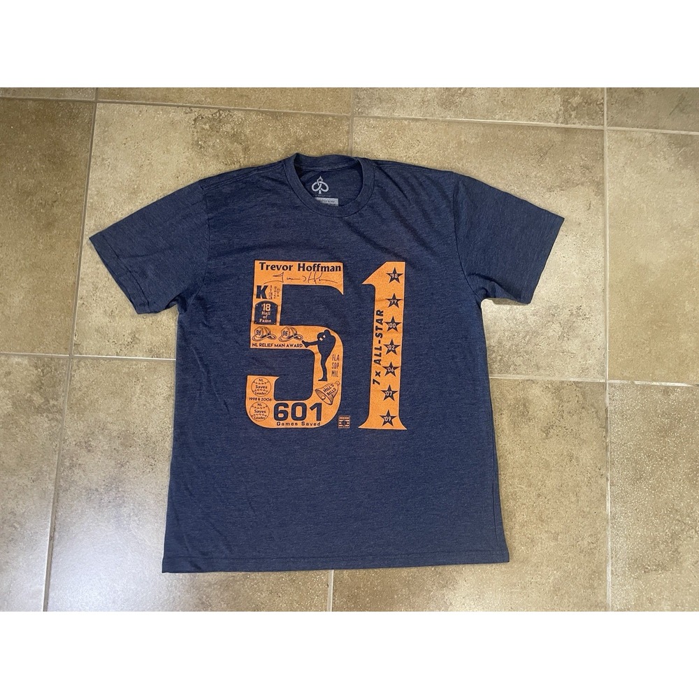 VTG Trevor Time Hoffman #51 San Diego Padres Sz L T-Shirt MLB Hall Of Fame Blue